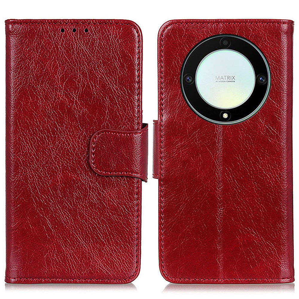 For Honor X9a 5G / X40 5G / Magic5 Lite 5G Split Leather Case Nappa Texture Stand Wallet Magnetic Clasp Phone Cover