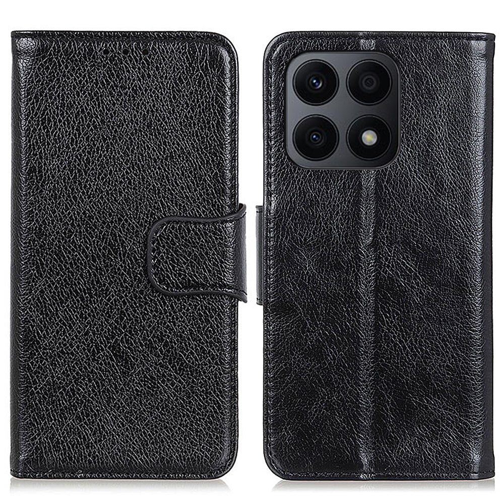 For Honor X8a 4G Nappa Texture Split Leather Case Foldable Stand Wallet Magnetic Clasp Phone Cover