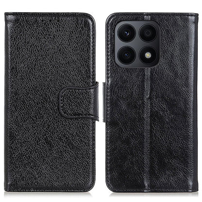 For Honor X8a 4G Nappa Texture Split Leather Case Foldable Stand Wallet Magnetic Clasp Phone Cover