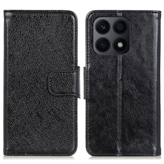 For Honor X8a 4G Nappa Texture Split Leather Case Foldable Stand Wallet Magnetic Clasp Phone Cover