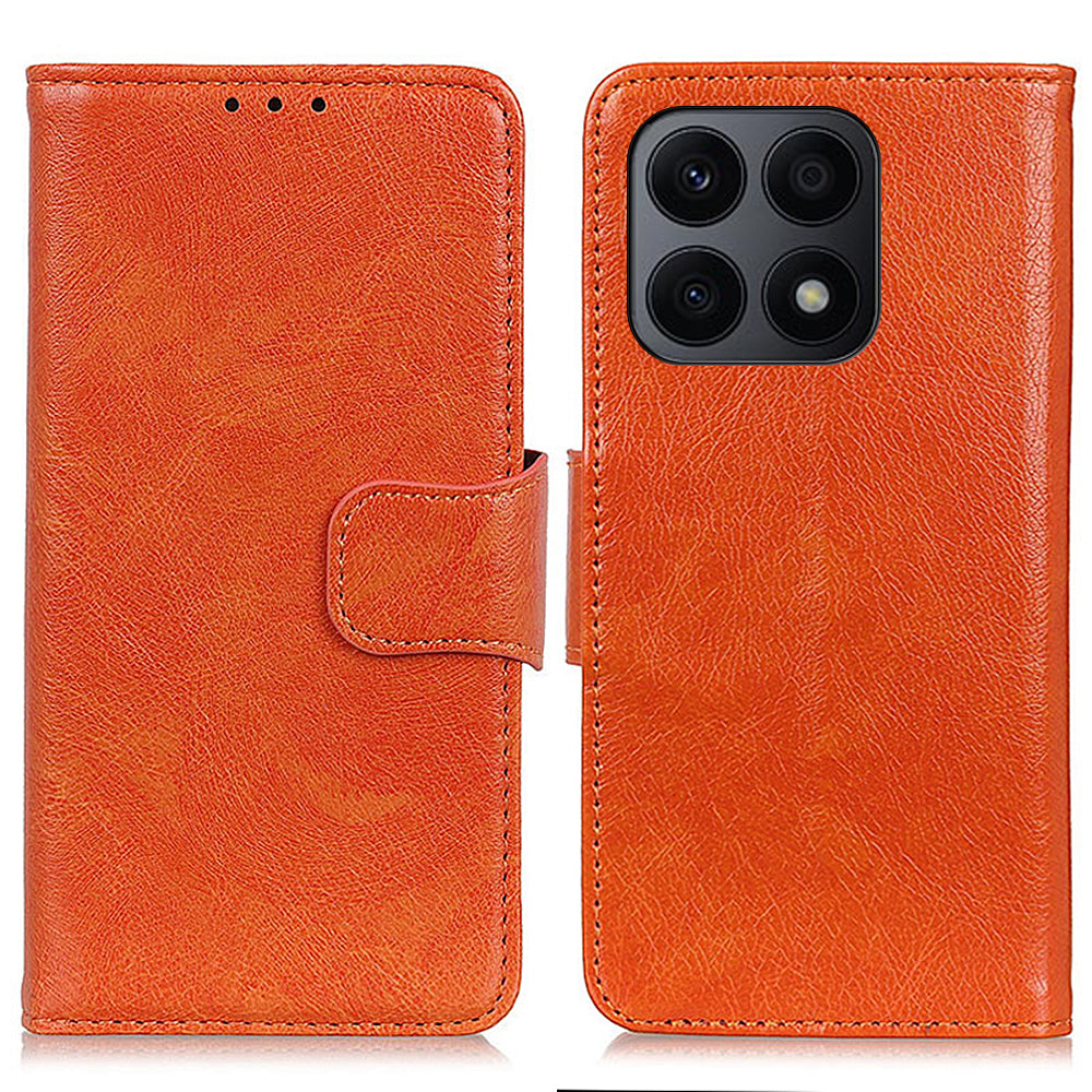 For Honor X8a 4G Nappa Texture Split Leather Case Foldable Stand Wallet Magnetic Clasp Phone Cover