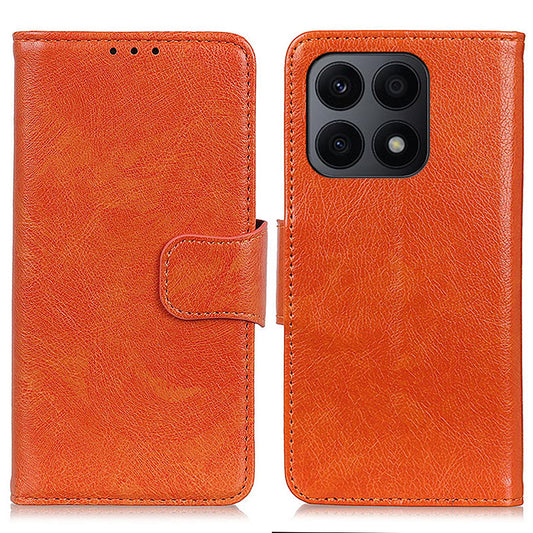 For Honor X8a 4G Nappa Texture Split Leather Case Foldable Stand Wallet Magnetic Clasp Phone Cover