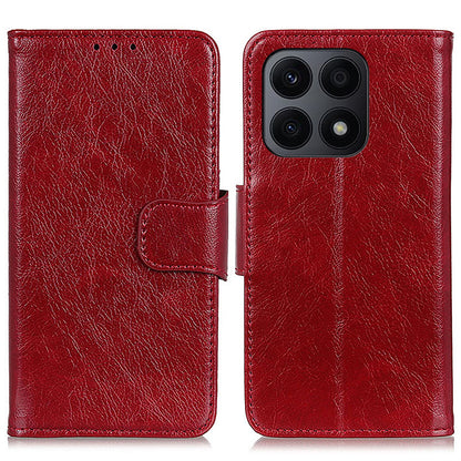 For Honor X8a 4G Nappa Texture Split Leather Case Foldable Stand Wallet Magnetic Clasp Phone Cover