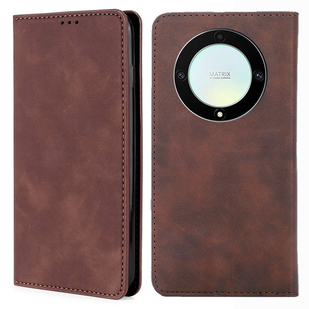 For Honor X40 5G / X9a 5G / Magic5 Lite 5G Skin-touch Phone Case Card Holder Leather Stand Anti-drop Cover