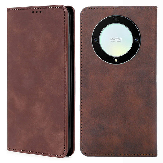 For Honor X40 5G / X9a 5G / Magic5 Lite 5G Skin-touch Phone Case Card Holder Leather Stand Anti-drop Cover