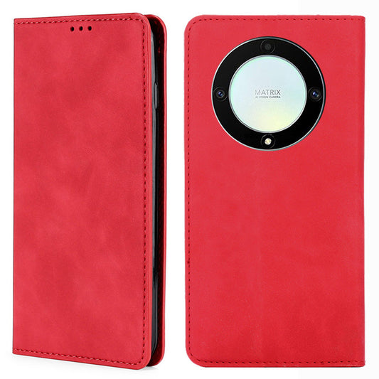 For Honor X40 5G / X9a 5G / Magic5 Lite 5G Skin-touch Phone Case Card Holder Leather Stand Anti-drop Cover