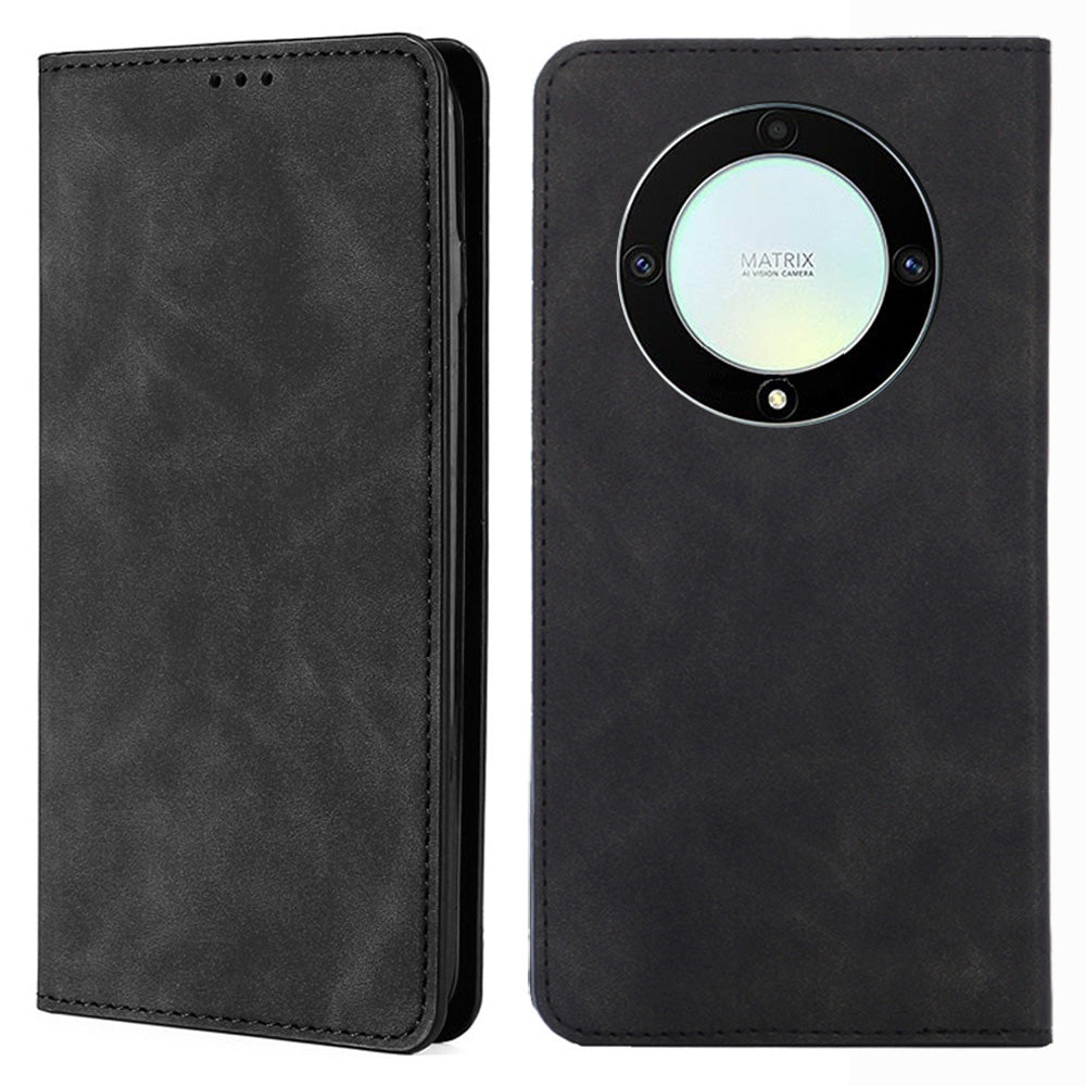 For Honor X40 5G / X9a 5G / Magic5 Lite 5G Skin-touch Phone Case Card Holder Leather Stand Anti-drop Cover