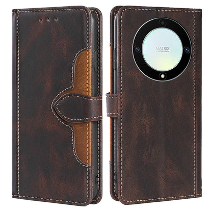 For Honor X40 5G Shockproof Phone Stand Cover Straw Hat Design PU Leather Wallet Case