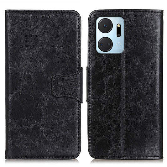 For Honor X7a 5G Crazy Horse Texture Split Leather Wallet Cover Shockproof Cell Phone Stand Case