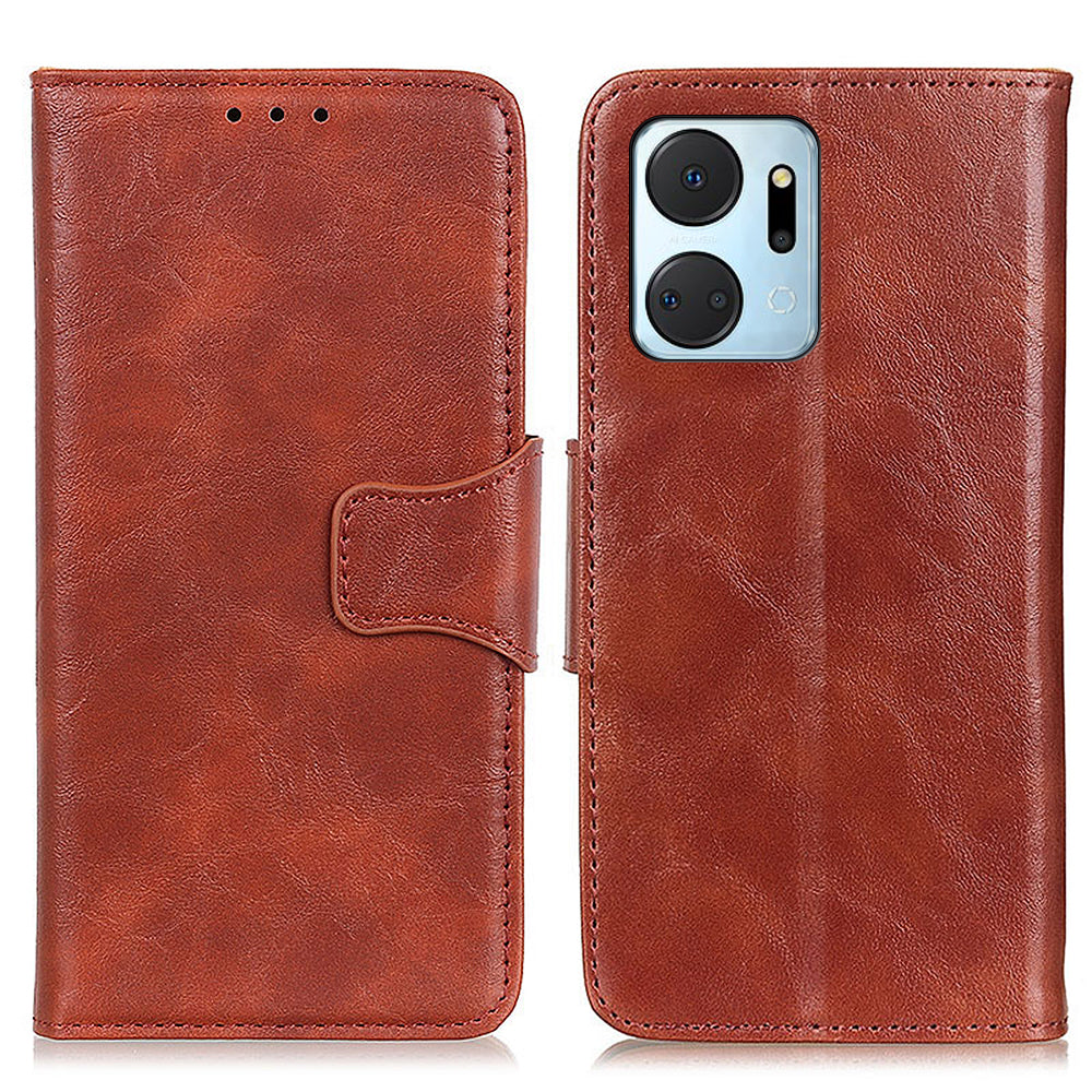 For Honor X7a 5G Crazy Horse Texture Split Leather Wallet Cover Shockproof Cell Phone Stand Case