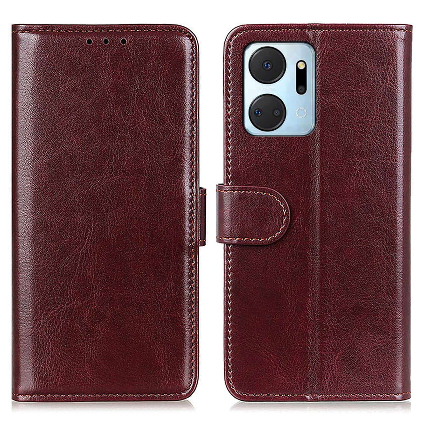 For Honor X7a 5G Cell Phone Case Stand Wallet PU Leather Crazy Horse Texture Phone Cover