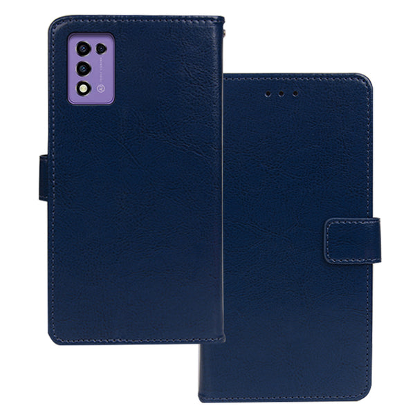 IDEWEI For ZTE Libero 5G III PU Leather Wallet Case Crazy Horse Texture Protective Phone Stand Cover