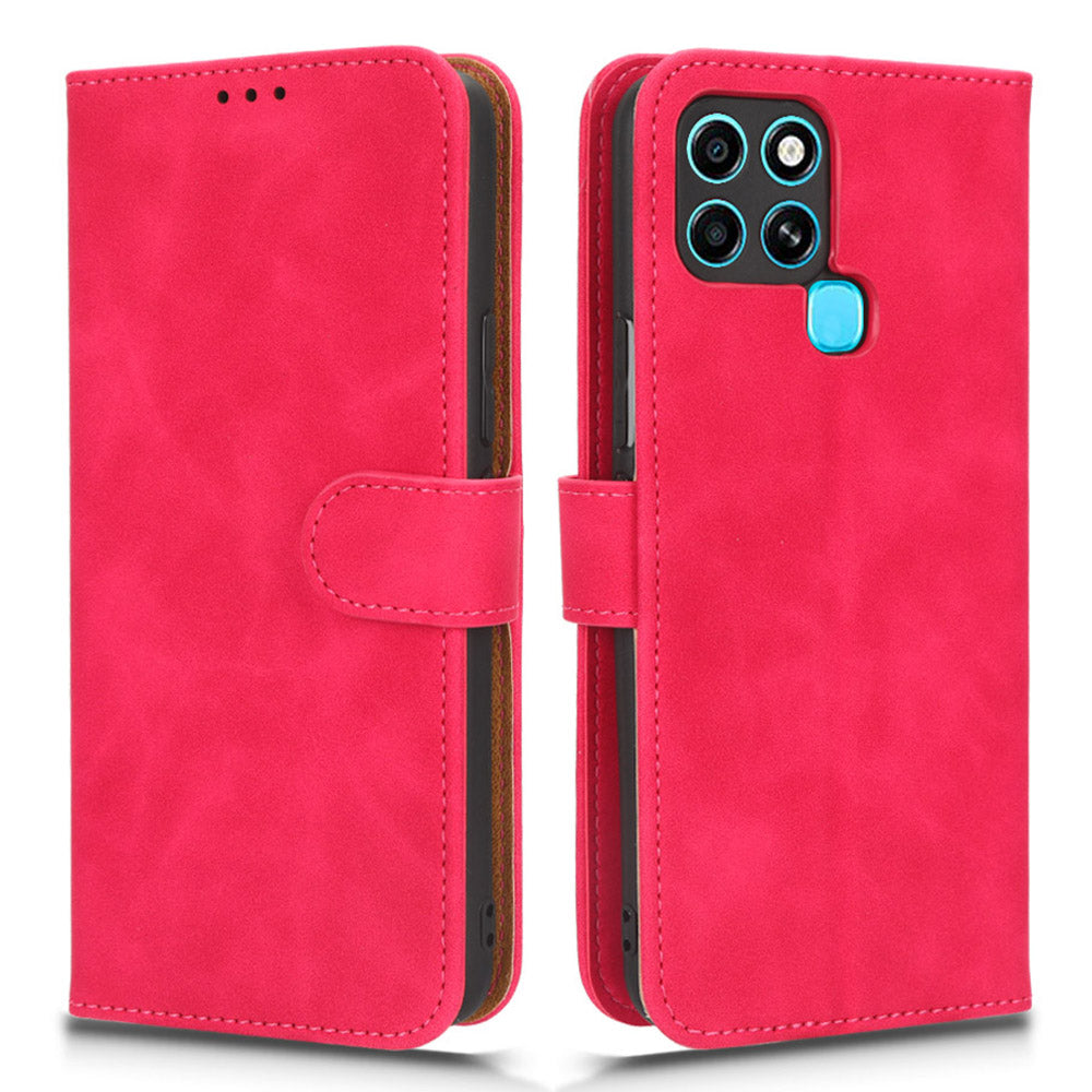 For Infinix Smart 6 Skin-touch Feeling PU Leather Phone Case Stand Flip Wallet Cover