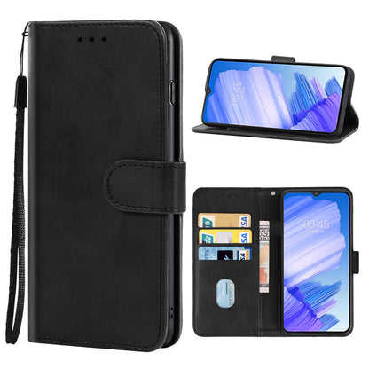 For Tecno Pop 5 LTE 4G Phone Leather Case Calf Texture Wallet Stand Cell Phone Cover with Strap