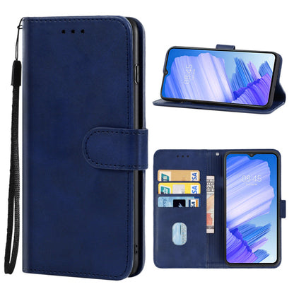 For Tecno Pop 5 LTE 4G Phone Leather Case Calf Texture Wallet Stand Cell Phone Cover with Strap