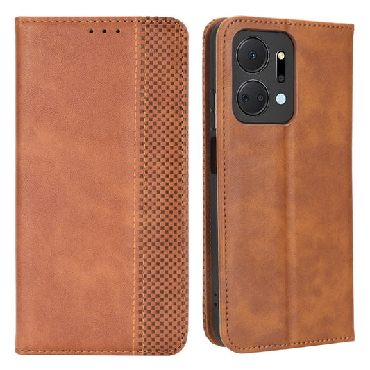 For Honor X7a 5G / Play7T 5G Vintage PU Leather Phone Case Wallet Stand Magnetic Clasp Drop-proof Cover