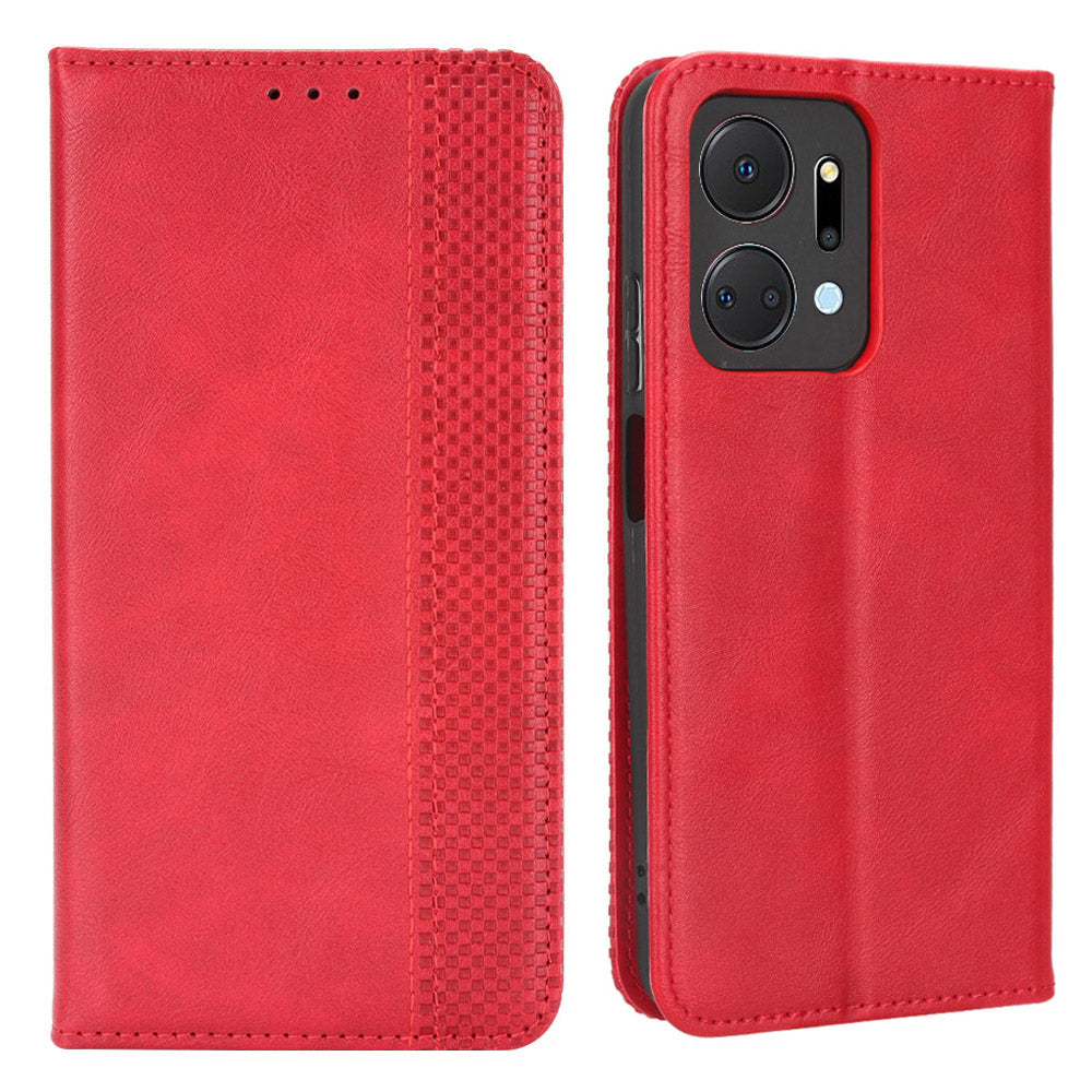 For Honor X7a 5G / Play7T 5G Vintage PU Leather Phone Case Wallet Stand Magnetic Clasp Drop-proof Cover