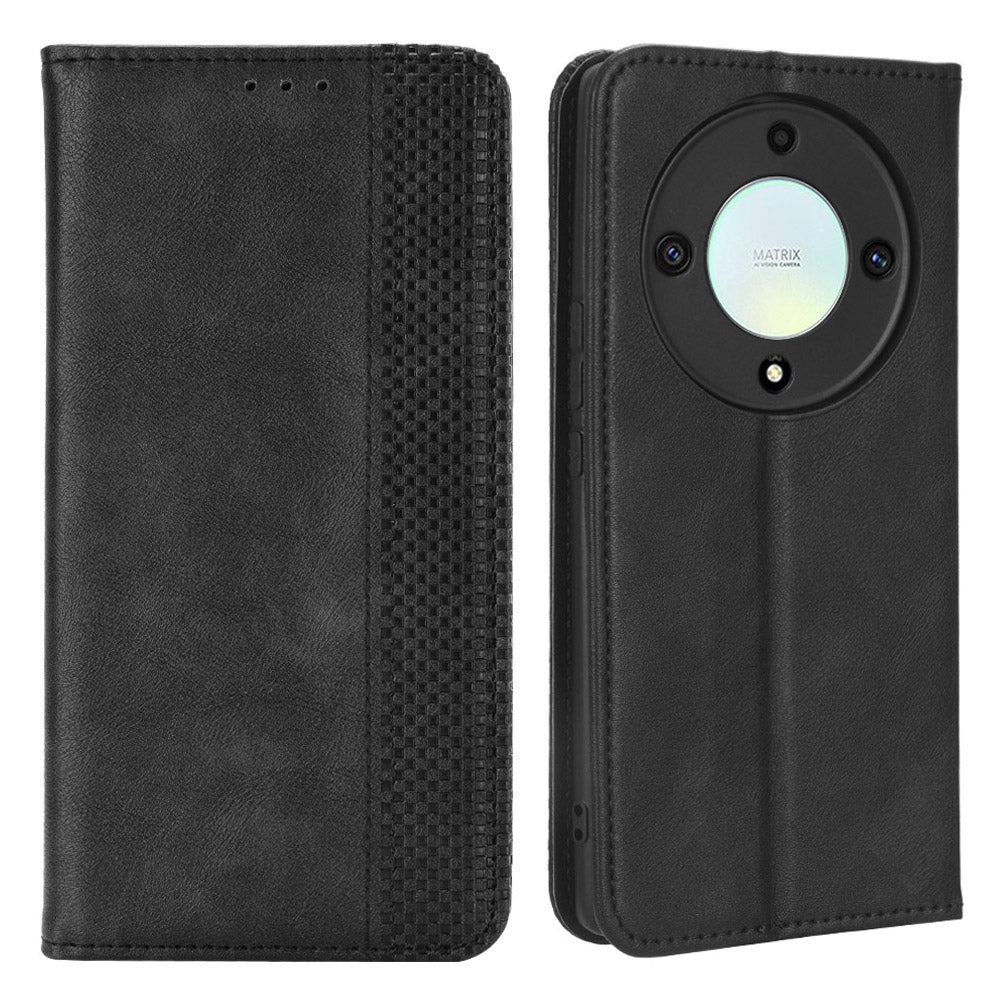 For Honor X9a 5G / X40 5G / Magic5 Lite 5G Vintage PU Leather Wallet Stand Phone Case Magnetic Clasp Cover