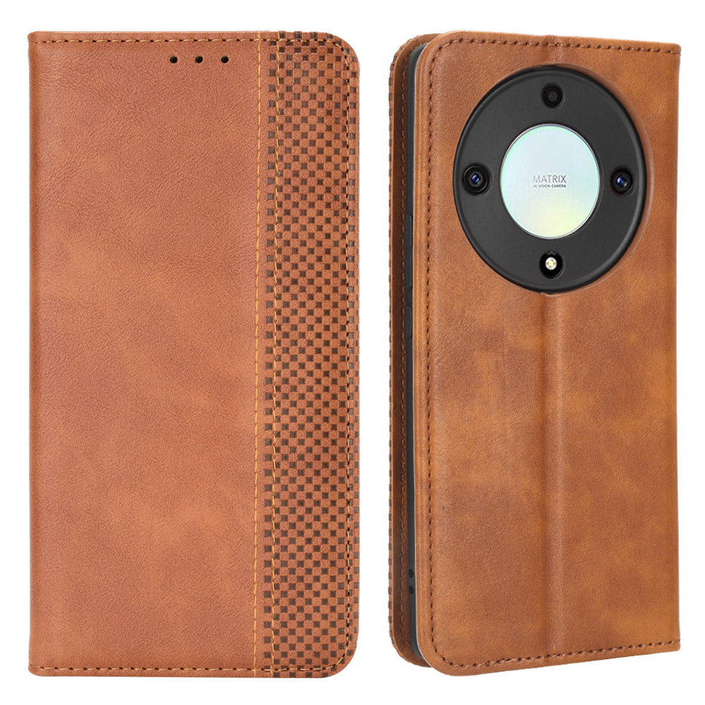 For Honor X9a 5G / X40 5G / Magic5 Lite 5G Vintage PU Leather Wallet Stand Phone Case Magnetic Clasp Cover