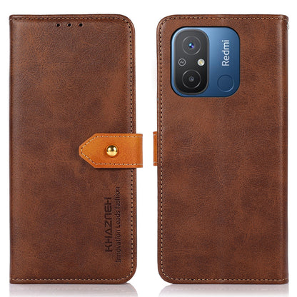 KHAZNEH For Xiaomi Redmi 12C 4G / 11A 4G Cowhide Texture Flip Leather Wallet Cover Stand Anti-drop Phone Case