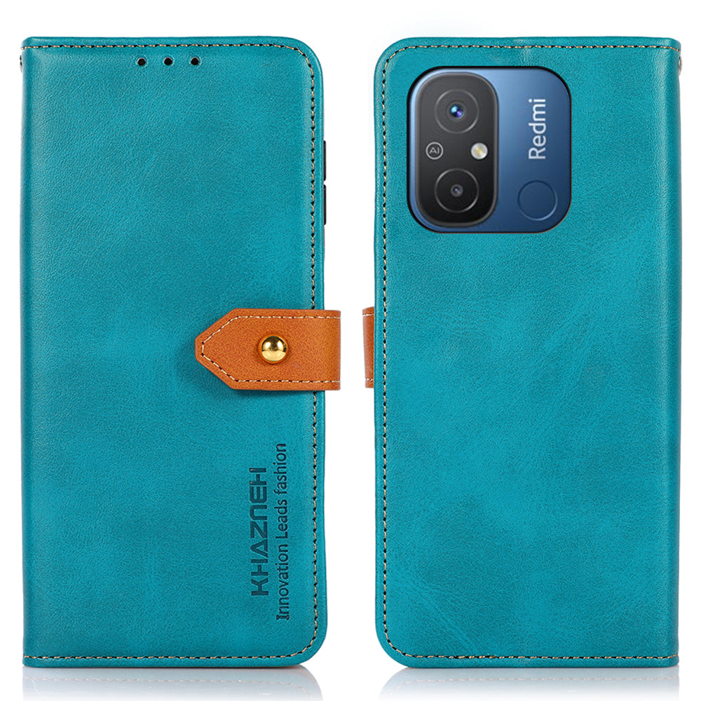 KHAZNEH For Xiaomi Redmi 12C 4G / 11A 4G Cowhide Texture Flip Leather Wallet Cover Stand Anti-drop Phone Case