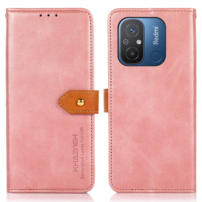 KHAZNEH For Xiaomi Redmi 12C 4G / 11A 4G Cowhide Texture Flip Leather Wallet Cover Stand Anti-drop Phone Case