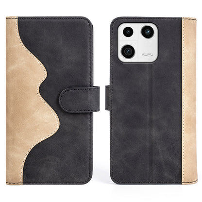 Protective Phone Case For Xiaomi 13 5G , Dual Color Splicing Flip Leather Wallet Stand Phone Cover