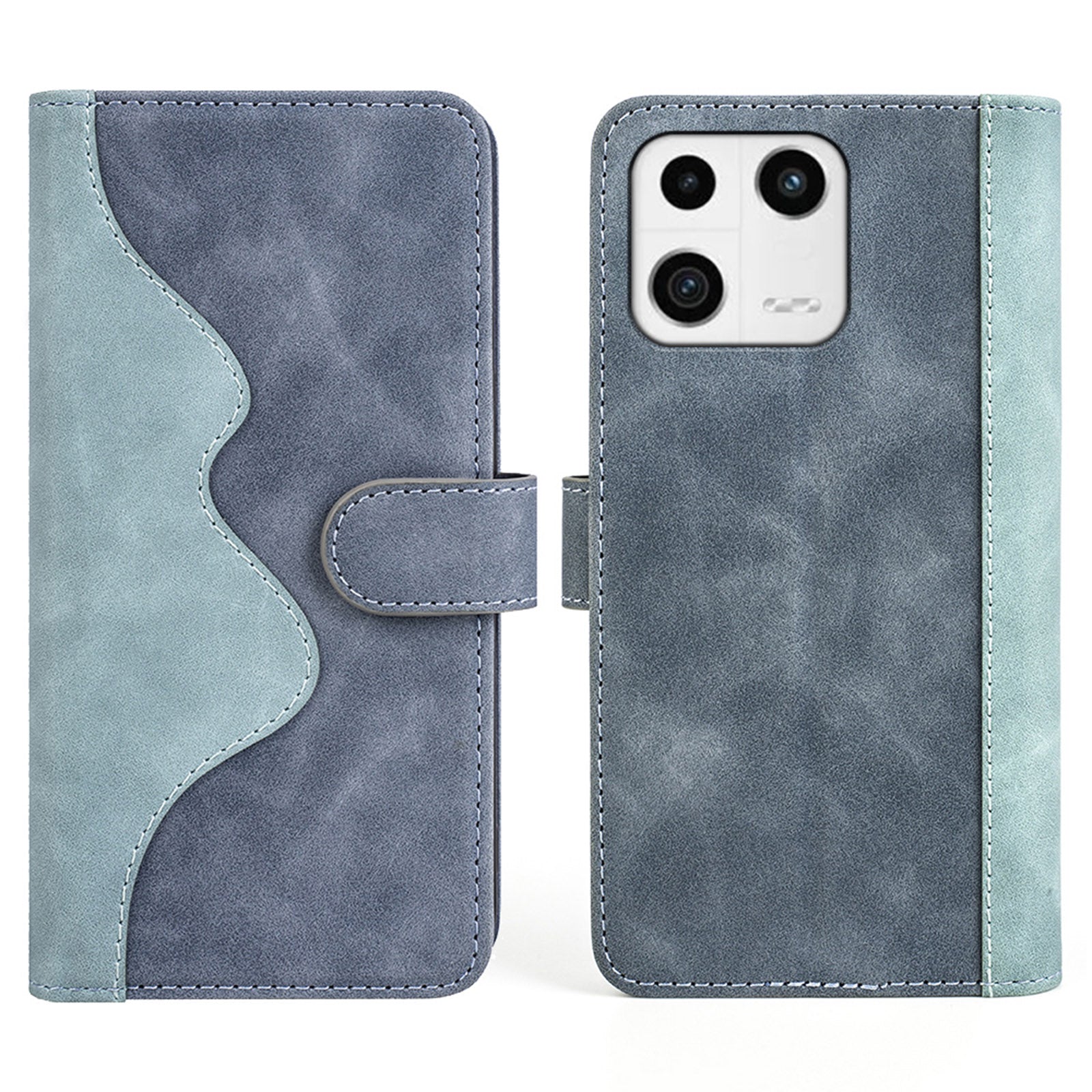 Protective Phone Case For Xiaomi 13 5G , Dual Color Splicing Flip Leather Wallet Stand Phone Cover