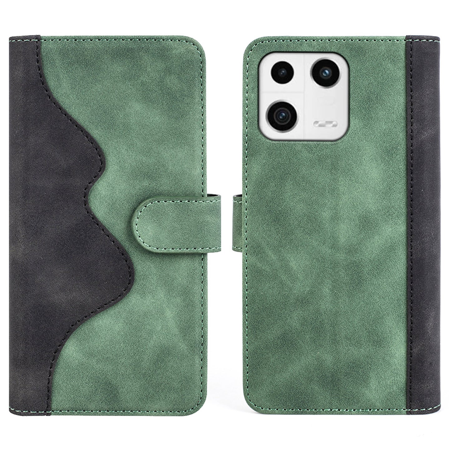 Protective Phone Case For Xiaomi 13 5G , Dual Color Splicing Flip Leather Wallet Stand Phone Cover