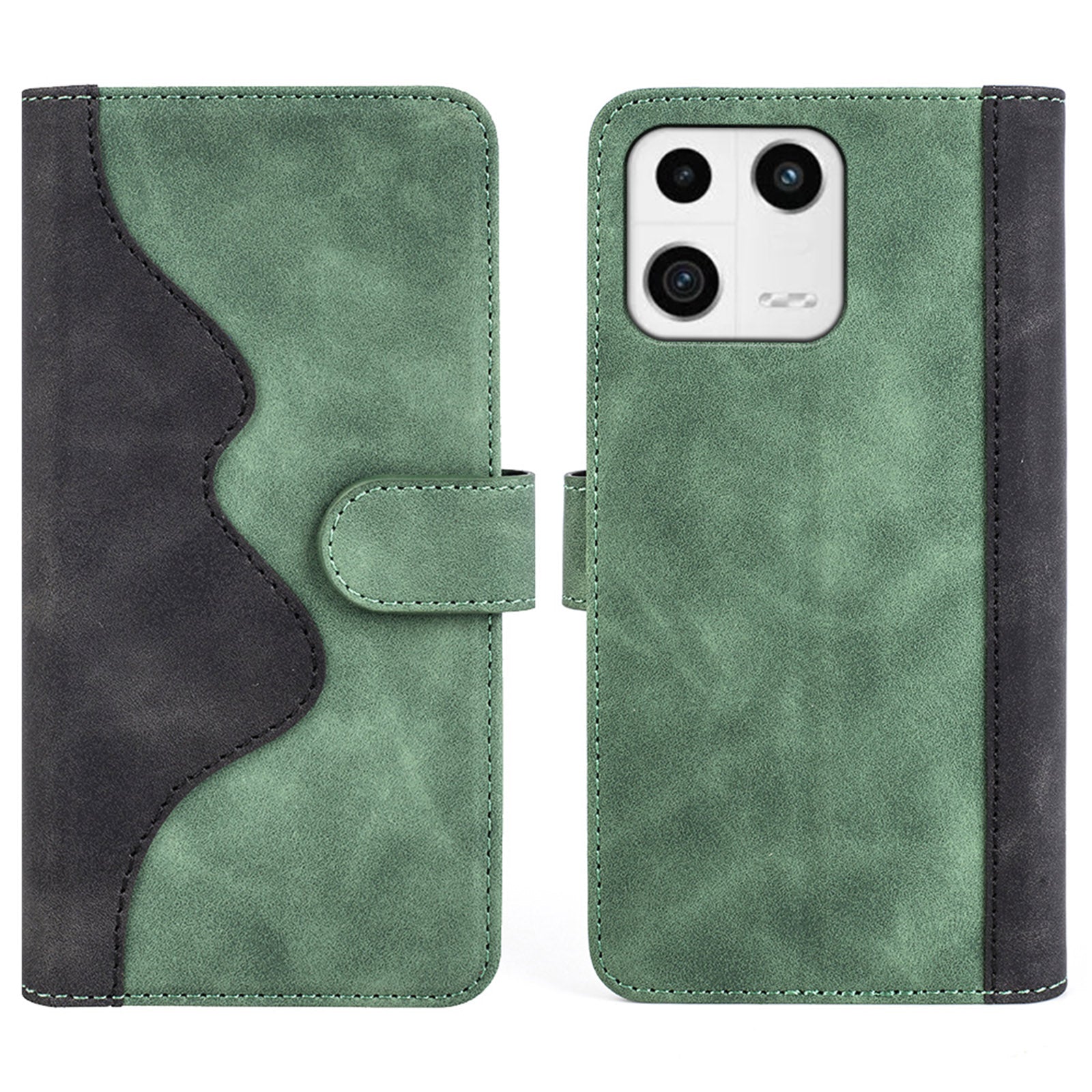 Protective Phone Case For Xiaomi 13 5G , Dual Color Splicing Flip Leather Wallet Stand Phone Cover