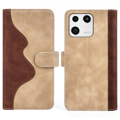 Protective Phone Case For Xiaomi 13 5G , Dual Color Splicing Flip Leather Wallet Stand Phone Cover