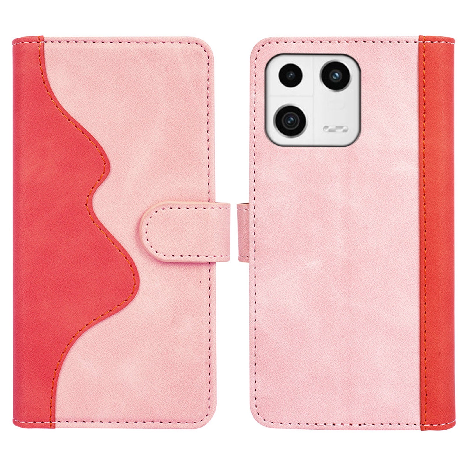 Protective Phone Case For Xiaomi 13 5G , Dual Color Splicing Flip Leather Wallet Stand Phone Cover