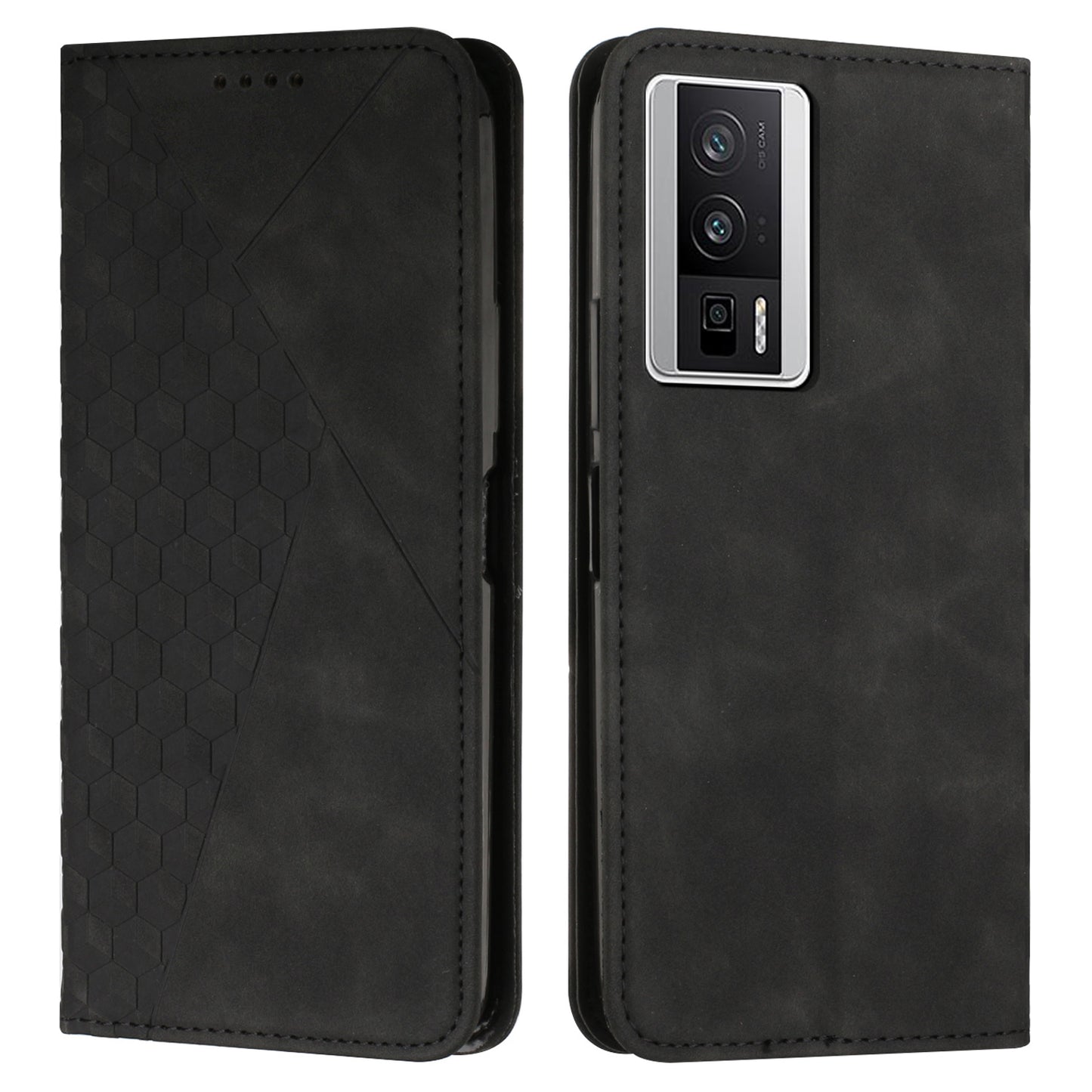For Xiaomi Poco F5 Pro 5G / Redmi K60 Pro 5G / K60 5G Imprinted Rhombus Pattern Phone Case Leather Wallet Phone Stand Cover