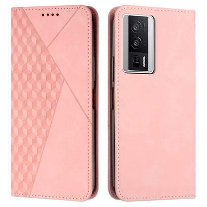 For Xiaomi Poco F5 Pro 5G / Redmi K60 Pro 5G / K60 5G Imprinted Rhombus Pattern Phone Case Leather Wallet Phone Stand Cover