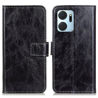 For Honor X7a 5G PU Leather Phone Wallet Case Stand Retro Crazy Horse Texture Phone Cover