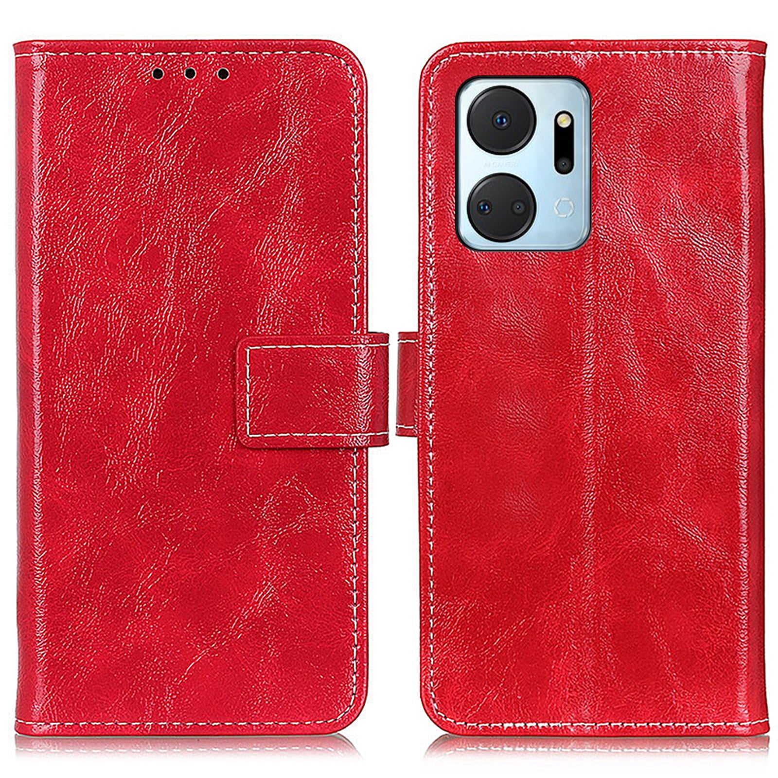 For Honor X7a 5G PU Leather Phone Wallet Case Stand Retro Crazy Horse Texture Phone Cover