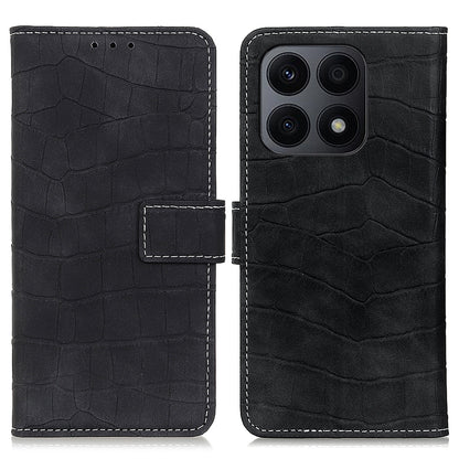 For Honor X8a 4G Flip Leather Phone Case Wallet Stand Crocodile Texture Protective Phone Cover