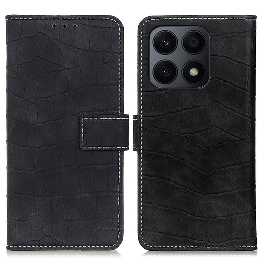 For Honor X8a 4G Flip Leather Phone Case Wallet Stand Crocodile Texture Protective Phone Cover