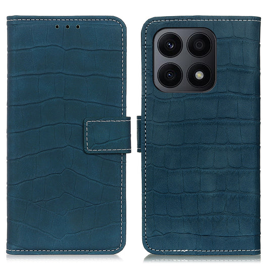 For Honor X8a 4G Flip Leather Phone Case Wallet Stand Crocodile Texture Protective Phone Cover
