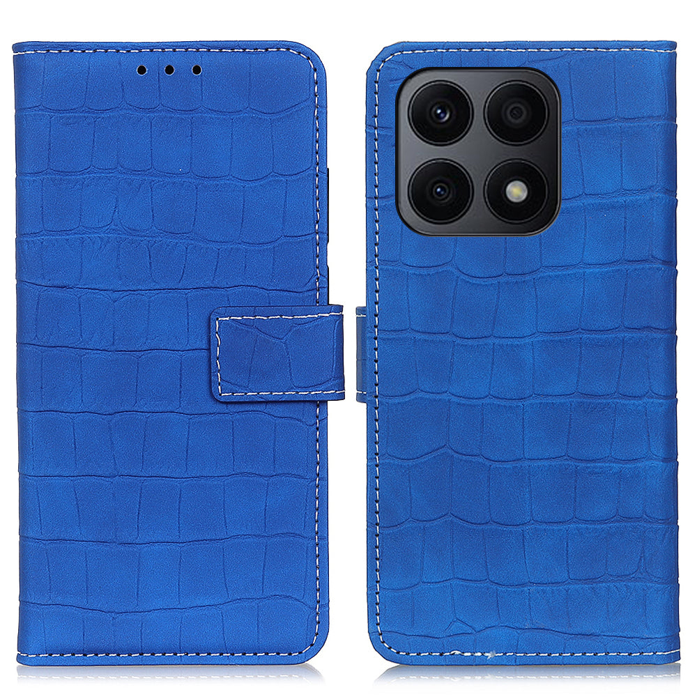 For Honor X8a 4G Flip Leather Phone Case Wallet Stand Crocodile Texture Protective Phone Cover