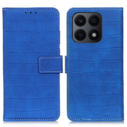 For Honor X8a 4G Flip Leather Phone Case Wallet Stand Crocodile Texture Protective Phone Cover