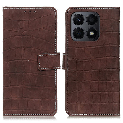 For Honor X8a 4G Flip Leather Phone Case Wallet Stand Crocodile Texture Protective Phone Cover