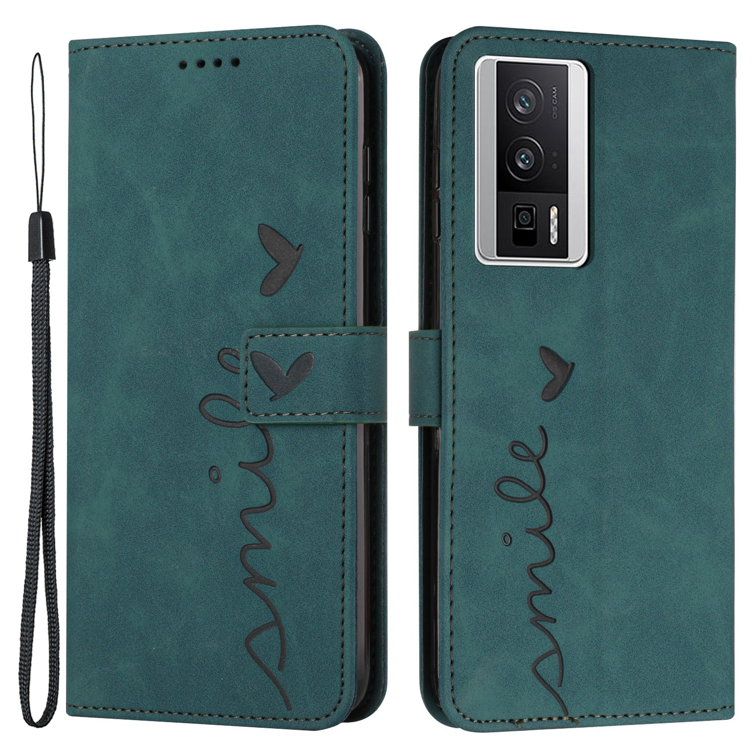 For Xiaomi Poco F5 Pro 5G / Redmi K60 Pro 5G / K60 5G Phone Stand Case PU Leather Imprinted Heart Shape Wallet Phone Cover with Strap