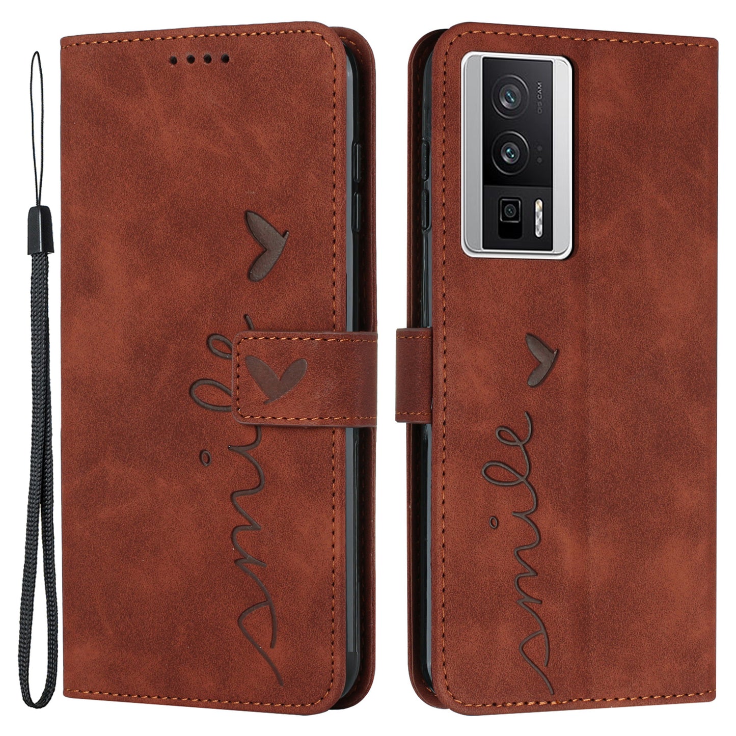 For Xiaomi Poco F5 Pro 5G / Redmi K60 Pro 5G / K60 5G Phone Stand Case PU Leather Imprinted Heart Shape Wallet Phone Cover with Strap