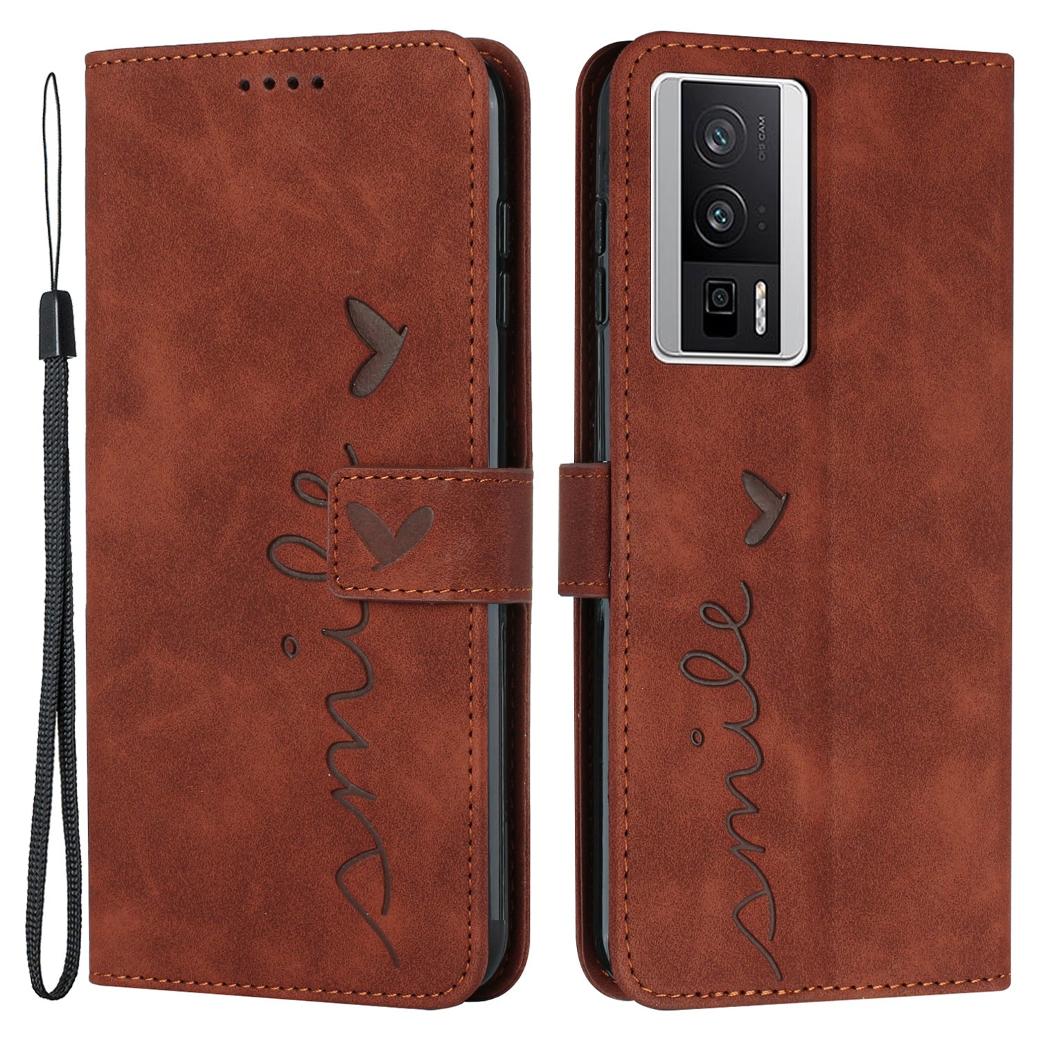 For Xiaomi Poco F5 Pro 5G / Redmi K60 Pro 5G / K60 5G Phone Stand Case PU Leather Imprinted Heart Shape Wallet Phone Cover with Strap