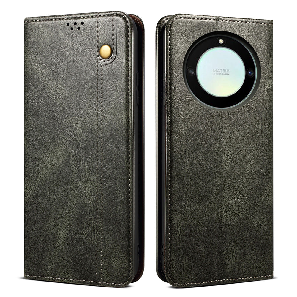 For Honor X40 5G Flip Leather Phone Case Waxy Crazy Horse Texture Stand Wallet Anti-drop Phone Cover