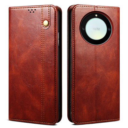 For Honor X40 5G Flip Leather Phone Case Waxy Crazy Horse Texture Stand Wallet Anti-drop Phone Cover