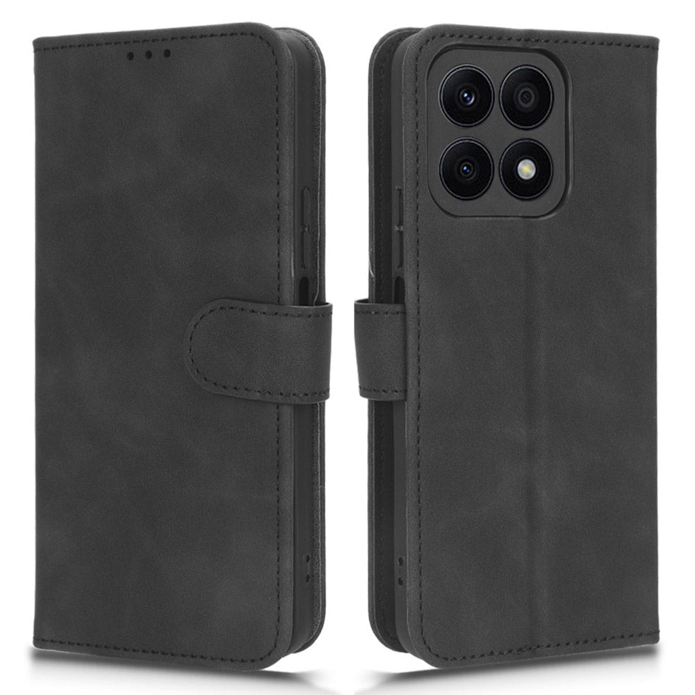 For Honor X8a 4G Skin-friendly PU Leather Phone Case Stand Protective Phone Wallet Cover