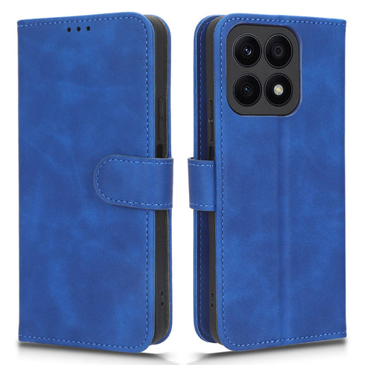 For Honor X8a 4G Skin-friendly PU Leather Phone Case Stand Protective Phone Wallet Cover