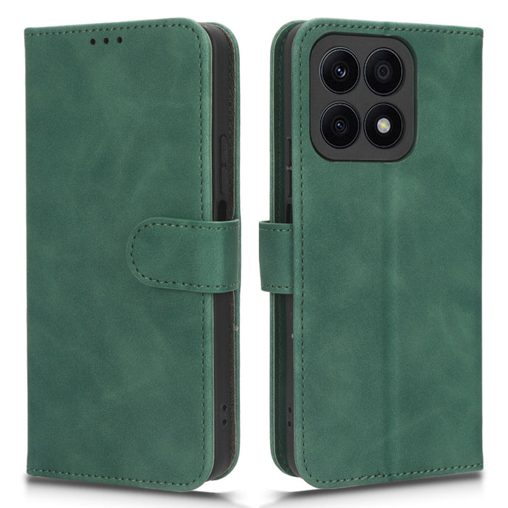 For Honor X8a 4G Skin-friendly PU Leather Phone Case Stand Protective Phone Wallet Cover